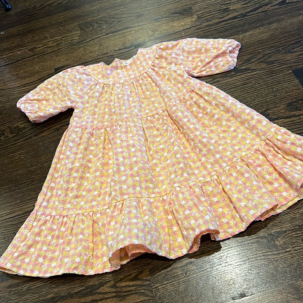 Zara girls embroidered Gingham Dress